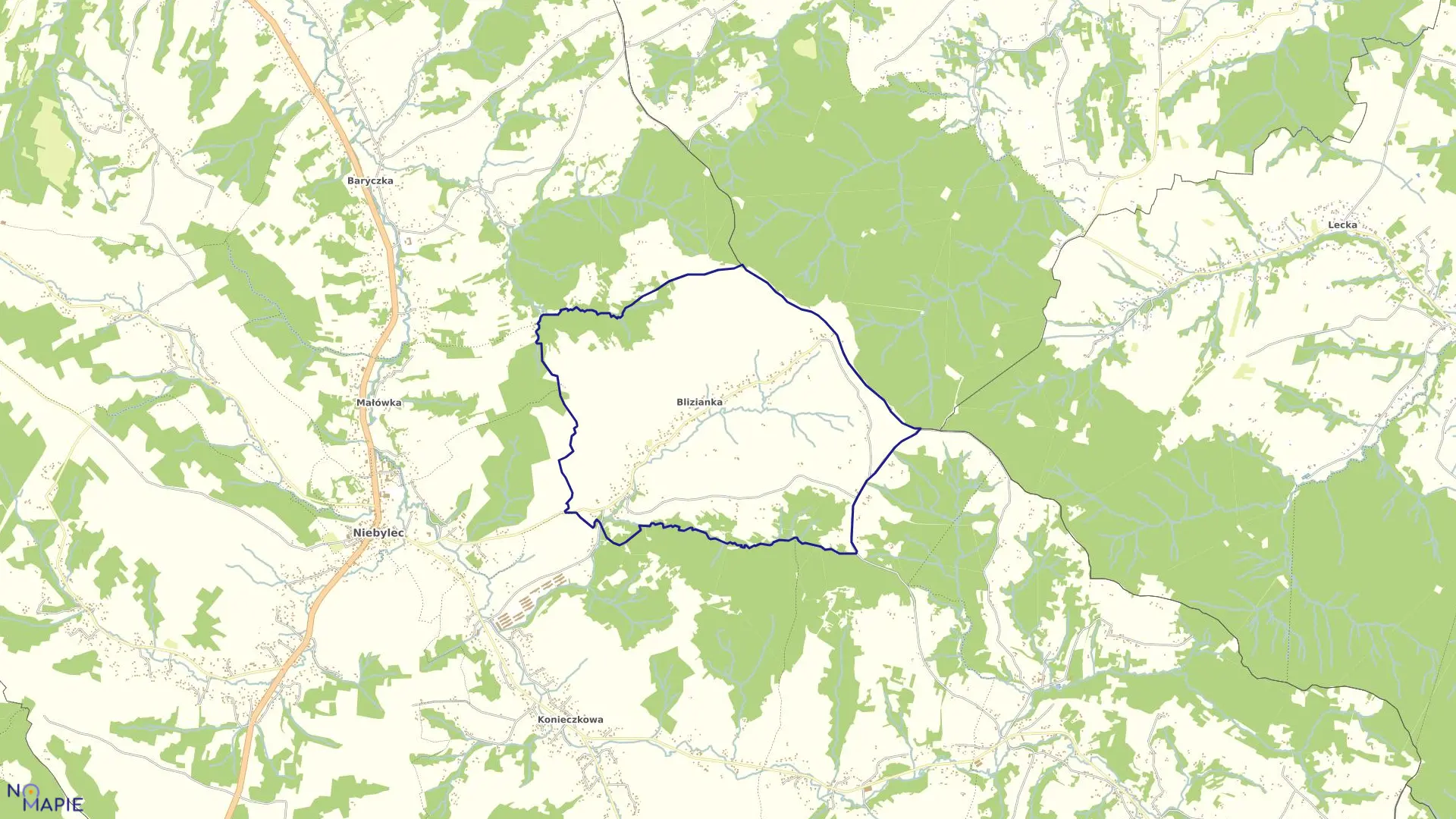 Mapa obrębu BLIZIANKA w gminie Niebylec