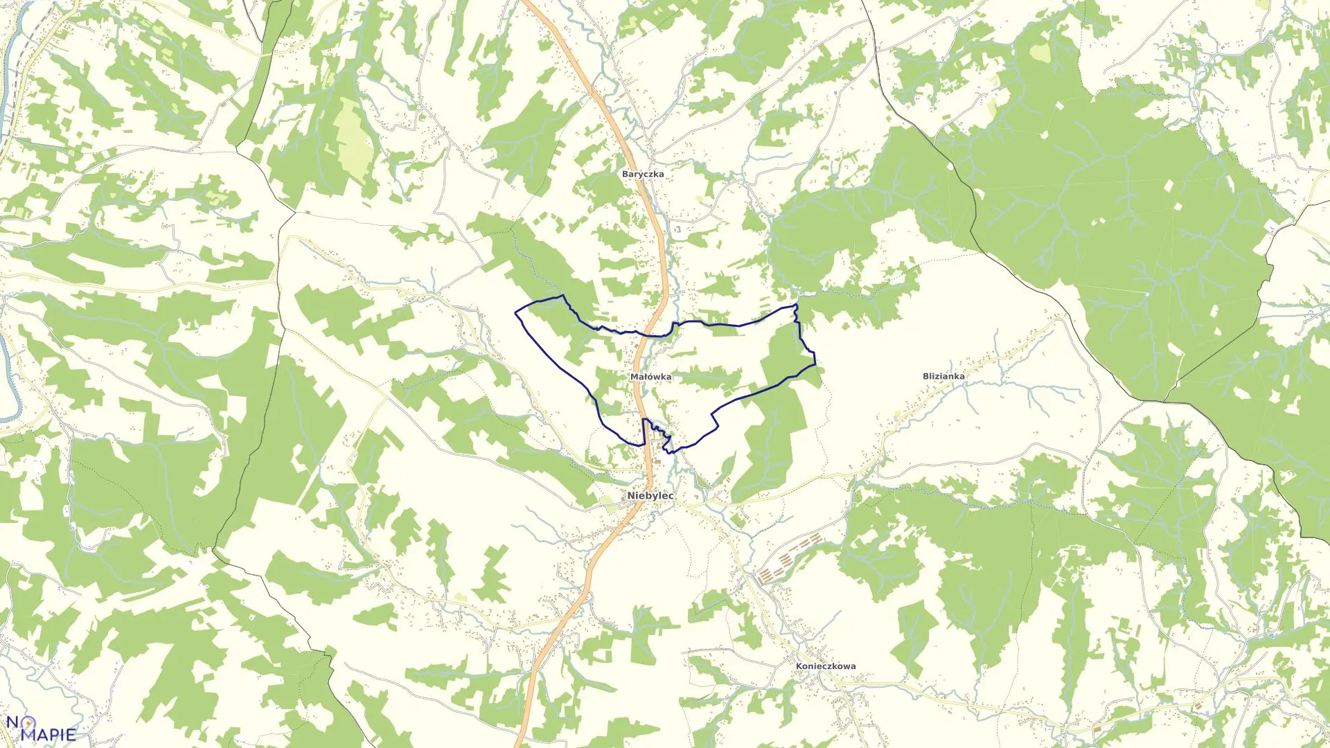 Mapa obrębu MAŁÓWKA w gminie Niebylec
