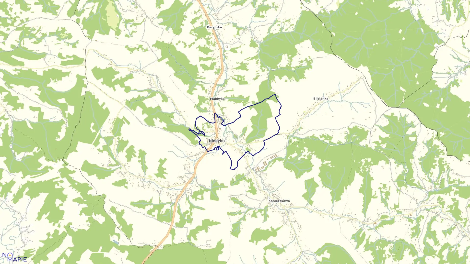 Mapa obrębu NIEBYLEC w gminie Niebylec