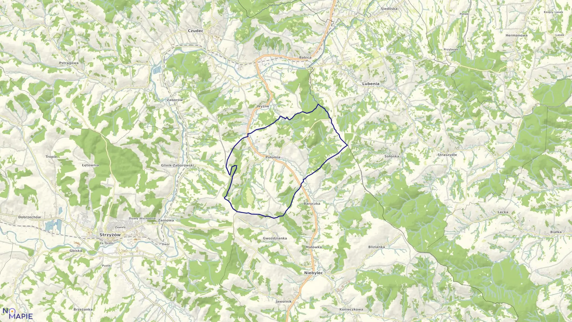 Mapa obrębu POŁOMIA w gminie Niebylec